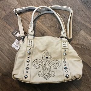 Buckle Symeli Studded Jewel Cream Satchel